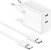 USB-C Adapter Snellader + 3 meter kabel - Geschikt voor iPad en iPhone met Lightning - 14 / 13 / 12 - USB-C - Snellader 14 Pro Max 13 12 11 X Max Xr Plus Mini