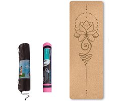 Yoga mat - Natuurlijk kurk en TPE - vrij van schadelijke stoffen, hypoallergeen en 100% (biologisch) afbreekbaar - zeer geschikt voor Yin Yoga en Kundalini Yoga met draagtas en draagband- 183x66x0,5 cm - lotus
