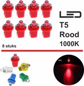 8x T5 1 LED B8.5d CANBus Led Lamp | ROOD | 400 Lumen | Type T59430-R | 1000k | 6500k | 400 Lumen | 12V | 1 COB | Verlichting | W3W W1.2W Led Auto-interieur Verlichting Dashboard Warming Indicator Wig | 8 | Autolampen | 1000 Kelvin |