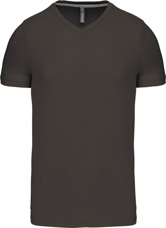 Donkergrijs T-shirt met V-hals merk Kariban maat 3XL