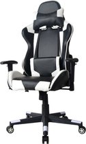 Bol.com Gamestoel Thomas - bureaustoel racing gaming - ergonomisch - zwart wit aanbieding
