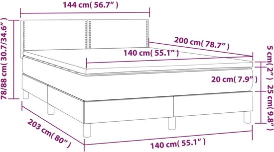 vidaXL - Boxspring - met - matras - stof - blauw - 140x200 - cm