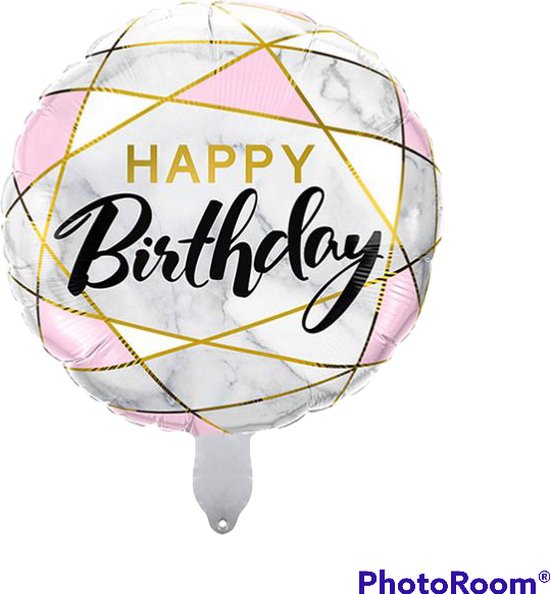 Marmer gekleurde Ronde Happy Birthday Folieballon