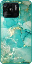 ADEL Siliconen Back Cover Softcase Hoesje Geschikt voor Xiaomi Redmi 10C - Marmer Groen Goud