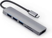 Welley - 6 in 1 Hub - USB Hub 3.0 - USB C - USB Splitter - Grijs - HDMI
