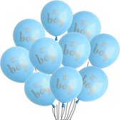 10 genderreveal ballonnen blauw met gouden tekst It's a Boy - ballon - it's a boy - blauw - genderreveal - babyshower - zwanger - geboorte