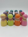 Afbeelding van het spelletje Houten poppetjes - Pastelkleuren - 12 stuks - Open einde speelgoed - Educatief montessori speelgoed - Grapat style