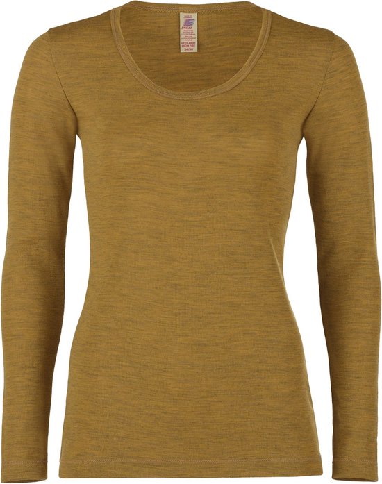 T-shirt à manches longues en laine mérinos Bio pour femme Engel Natur - IVN BEST - Safraan 46/48xl