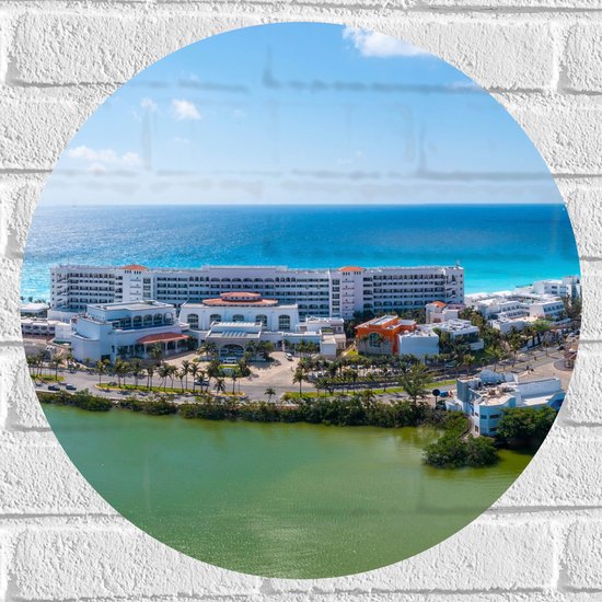 Foto: Muursticker cirkel lange boulevard van laguna del condado in san juan puerto rico 50x50 cm foto op muursticker