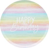 Happy Birthday' Pastel Regenboog - 8 stuks