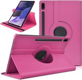 Hoesje Geschikt Voor Samsung Galaxy Tab S8 Plus hoes Draaibare Book Case Cover Pink - Hoesje Geschikt Voor Samsung Galaxy Tab S8 Plus hoesje 2022/ Tab S7 FE 2021/Tab S7 Plus 2020 hoesje -Tablet Hoes 12.4 Inch