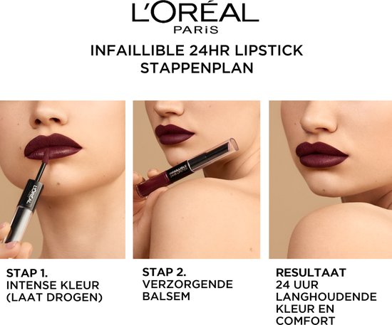 L'Oréal Paris Infaillible 24H Lipstick - Langhoudende 2-staps Lipstick met Vitamine E - 404 Corail Constant - Rood - 5.7ml - L’Oréal Paris