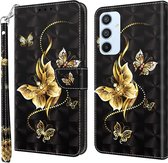 Goud vlinders book case hoesje Telefoonhoesje geschikt voor Samsung Galaxy A54 5G