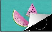 KitchenYeah® Inductie beschermer 77x51 cm - Watermeloen - Fruit - Blauw - Kookplaataccessoires - Afdekplaat voor kookplaat - Inductiebeschermer - Inductiemat - Inductieplaat mat