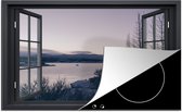 KitchenYeah® Inductie beschermer 76x51.5 cm - Doorkijk - Berg - Nacht - Kookplaataccessoires - Afdekplaat voor kookplaat - Inductiebeschermer - Inductiemat - Inductieplaat mat