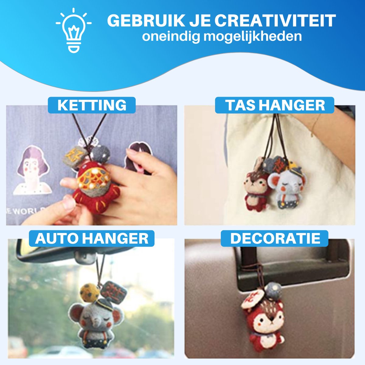 JT Products Naaldvilten Starterset Met 25 Kleuren 125 Gram Viltwol - 5 Gram Wol per Kleur + 50 Tools - 70 Stuks - Needle Felting Pakket - Knutselen Voor Beginners & Gevorderde - 7 Viltnaalden Vilten - Naald Vilt Kado - Knutsel Naaldvilt Cadeautjes — afbeelding 5