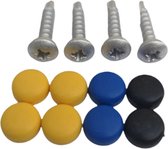 LB- Tools Jeu de vis de plaque d'immatriculation 12 pièces - Vis de Set pour votre plaque d'immatriculation - Avec capuchons jaune, bleu et noir
