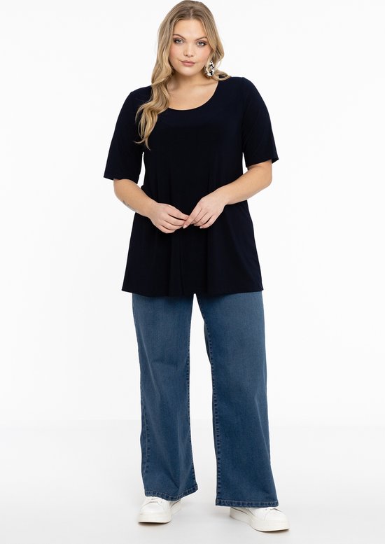Yoek Grote maten dames t shirt korte mouw donkerblauw bol
