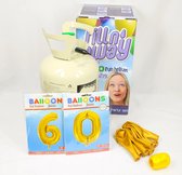 Verjaardag Versiering Pakket 60 jaar - Helium tank voor ballonnen - versiering ballon 60 Jaar Verjaardag Versiering Volwassenen - Ballonnen Goud & Krullint Goud - Ballonnen 60 jaar - Pakket 2 cijfers 34" + Helium Tank + 10 ballonnen + Krullint