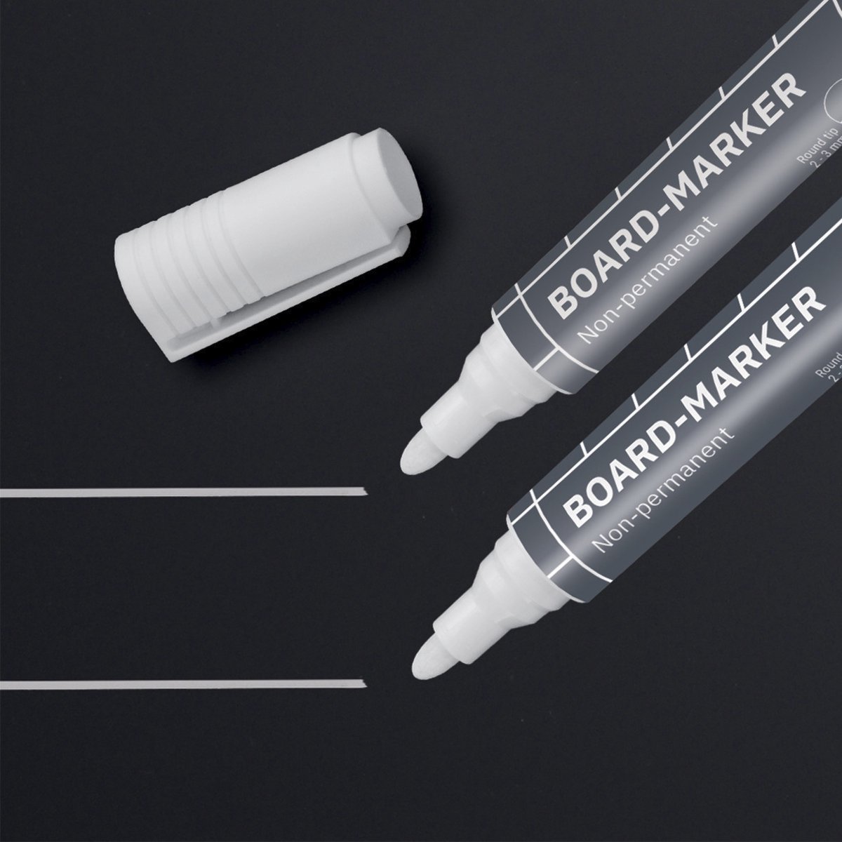 Sigel glasbordmarker - wit - ronde punt 2-3 mm - 2 stuks - SI-BA715