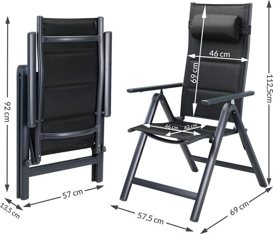 Casaria Tuinstoelen 4 Stuks - Aluminium Hoge Rugleuning - Antraciet van Casaria — afbeelding 3