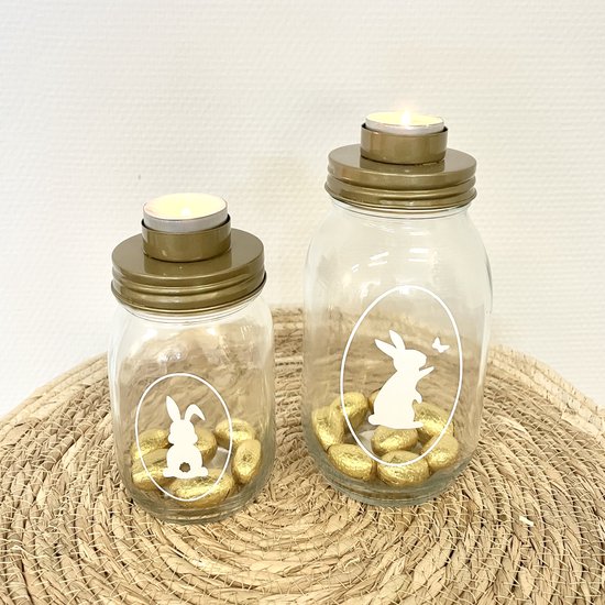 2 Photophores | Décoration de Pâques | Décoration de Pâques | Décoration pour Pasen | Bocal en Verres