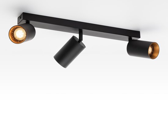 Moderne plafondlamp met 3 spots zwart met goud - Nina - GU10 fitting
