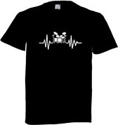 Grappig T-shirt - hartslag - heartbeat - drummen - drumstel - muziek - maat XL