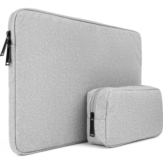 Laptophoes 14 inch - Laptop Sleeve geschikt voor MacBook Pro 16 inch - Tablet Hoes - met kabel organizer etui - Grijs