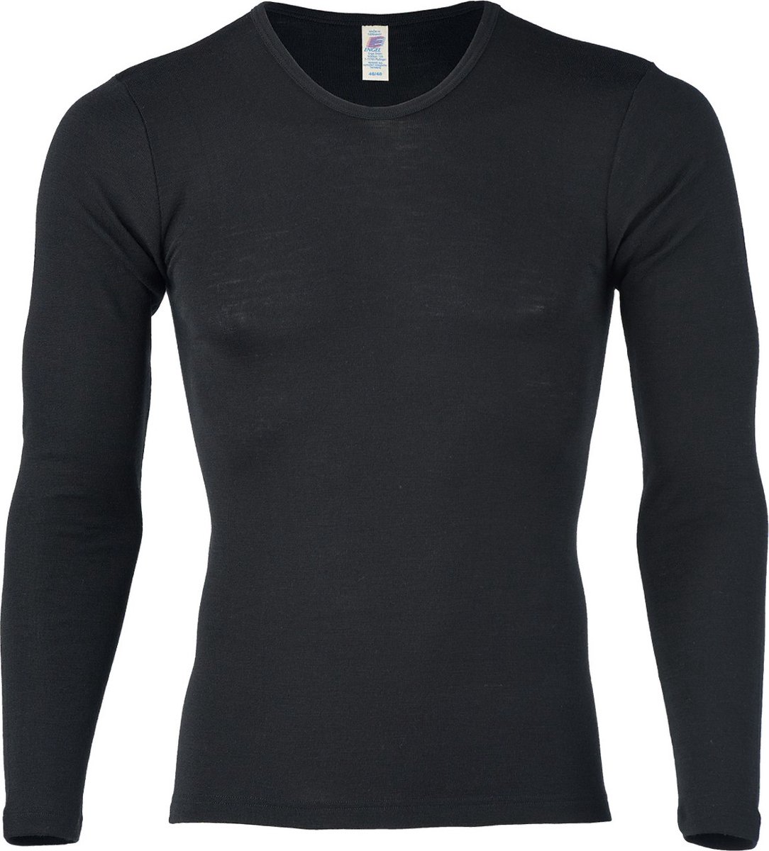 Engel Natur Heren Shirt Lange Mouw Zijde - Bio Merino Wol GOTS - Zwart 54/56(XL)