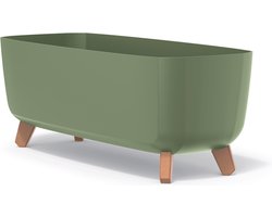 Prosperplast Gracia - Bloempot - met poten en inzet - groen - 58 x 24 x 23,5 cm