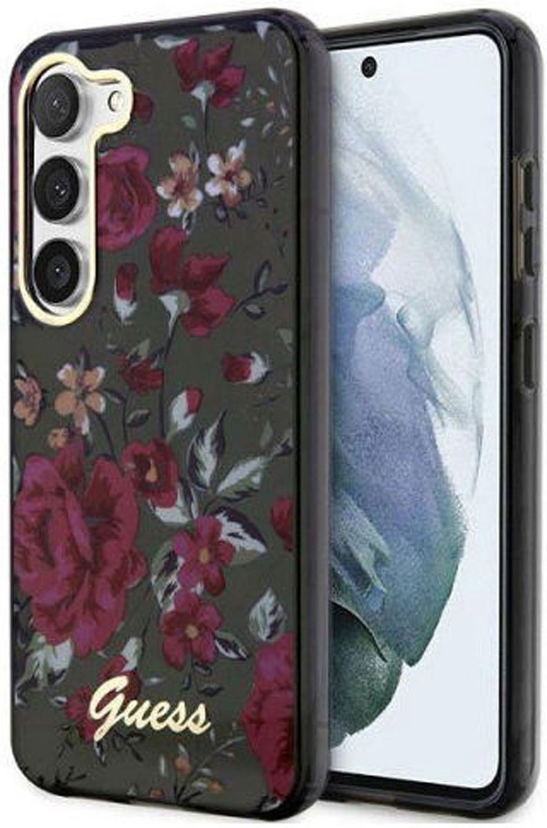 Guess Samsung Galaxy S23 Plus Hoesje Flower Back Cover Khaki