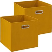 5Five Panier de rangement - 2x - 29 litres - jaune - lin - 31 x 31 x 31 cm