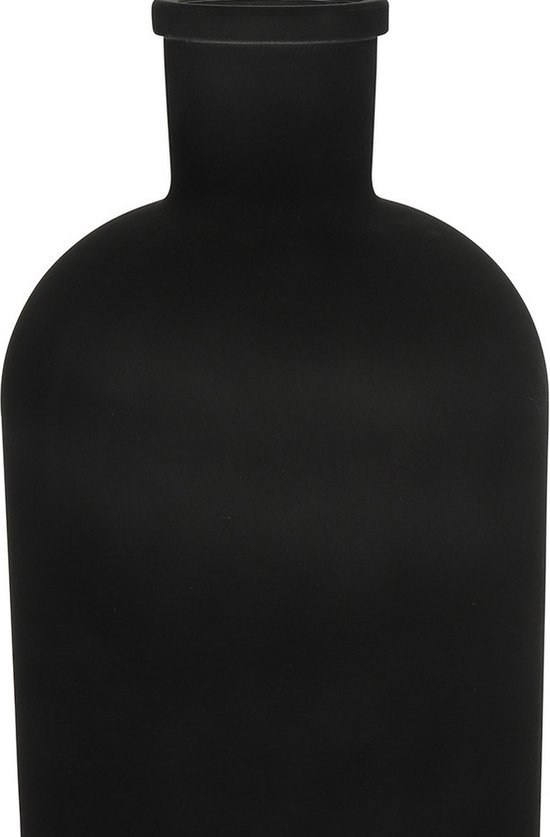 Countryfield bloemen/takken Vaas - mat zwart - glas - Apotheker fles vorm - D17 x H31 cm