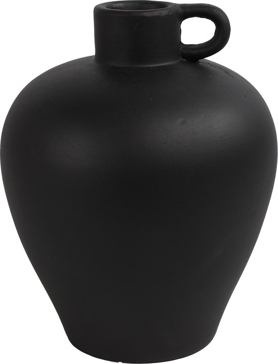 Pichet/vase Countryfield - terre cuite noire - D18 x H22 cm - ouverture étroite