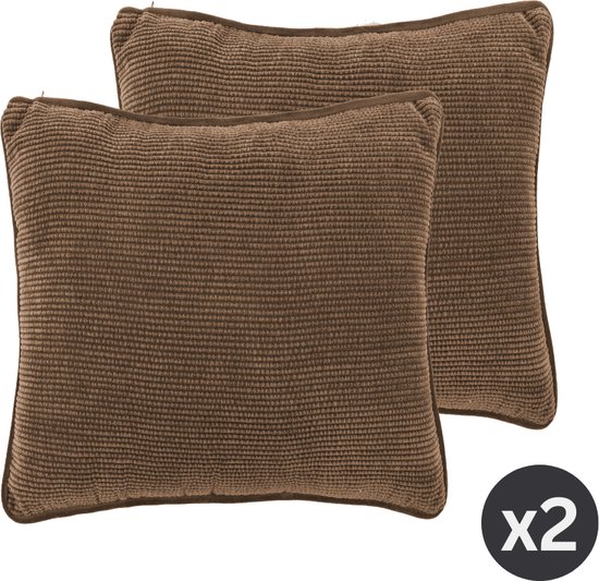 Kussen (gevuld) RIBBLE, SET/2, 45x45cm, taupe