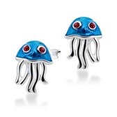 Joie|S - Boucles d'oreilles méduse argent - méduse - 9 x 11 mm - bleu argent