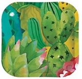 Assiettes en carton - cactus - carrées - 18 cm - fête mexicaine - fête tropicale