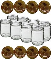 Honingpotten 500 ml met twist-off deksel (Honingraat) 8 stuks