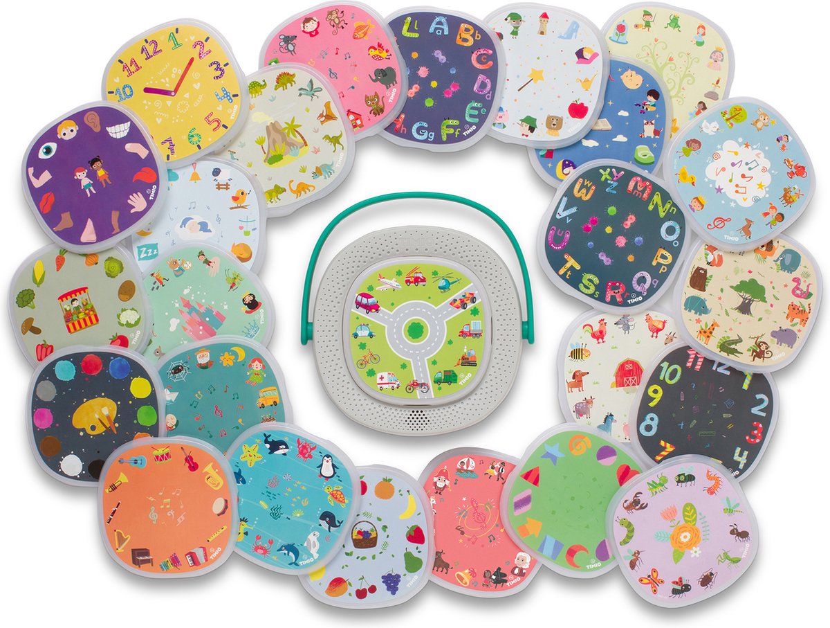 TIMIO Disk Set # 4: 5 Audio-Discs voor de TIMIO Player | Leer 96 Kinderliedjes Vol. 3, 12 Sprookjes Vol. 2, 12 Sprookjes Vol. 3, Dinosauriërs, Insecten | Alles in 8 Talen | Leerspeelgoed van 2-6 Jaar — afbeelding 4