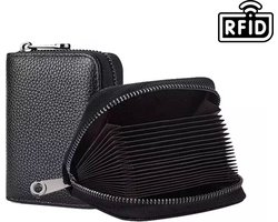 *** Zwarte Pasjeshouder Anti Skim RFID - Mini Portemonnee met Rits - van Heble® ***
