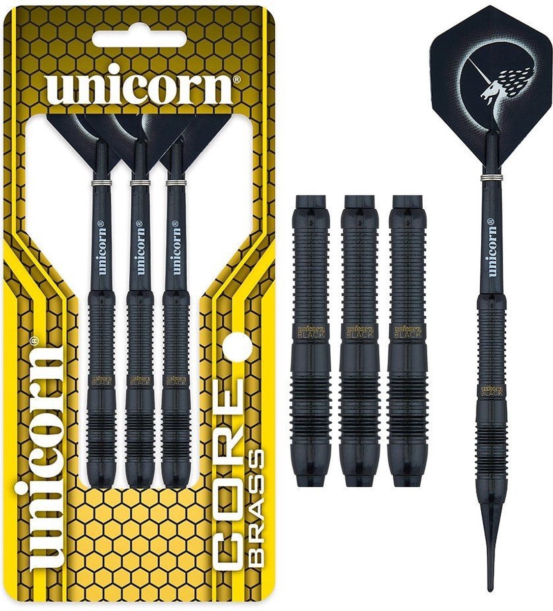 Unicorn Core Shape 2 Brass Soft Tip - Black - Dartpijlen - 16 Gram
