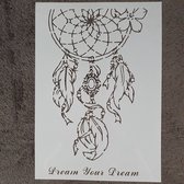 Dromenvanger Dream your dream, a4 stencil, hobby sjabloon, kaarten maken, scrapbooking, herbruikbaar.