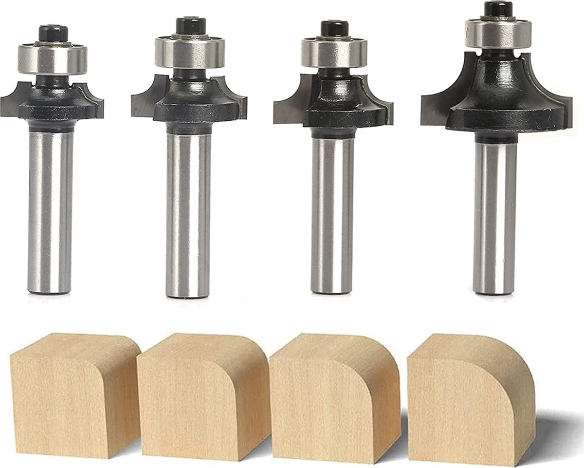 Sinoprotools 4 stuks afrondfrezen 8 mm schacht ronde frees standaard