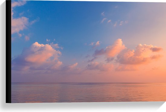 Canvas - Zonsondergang op Zee met Zachte Pastelkleuren - 60x40 cm Foto op Canvas Schilderij (Wanddecoratie op Canvas)