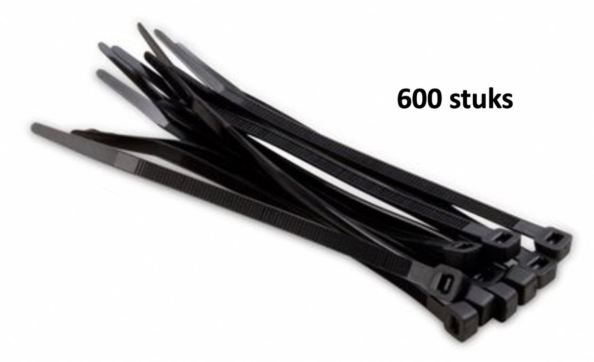 Tie wraps/kabelbinders - 90mm x 2,5mm - 600 stuks - zwart