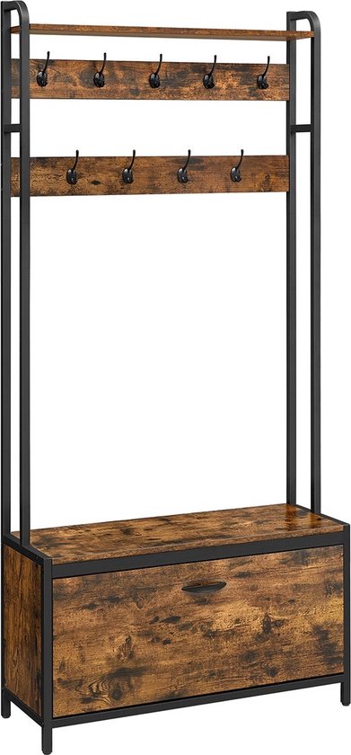 Portemanteau Avec Banc Et Armoire Vestiamo Casa 606904 Métal Et Bois (Neuf)