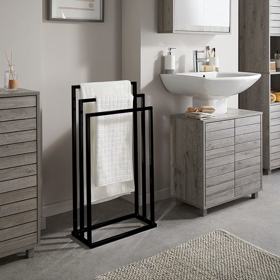 Handdoekrek Zwart Handdoekstang Badkamer 50/40 cm