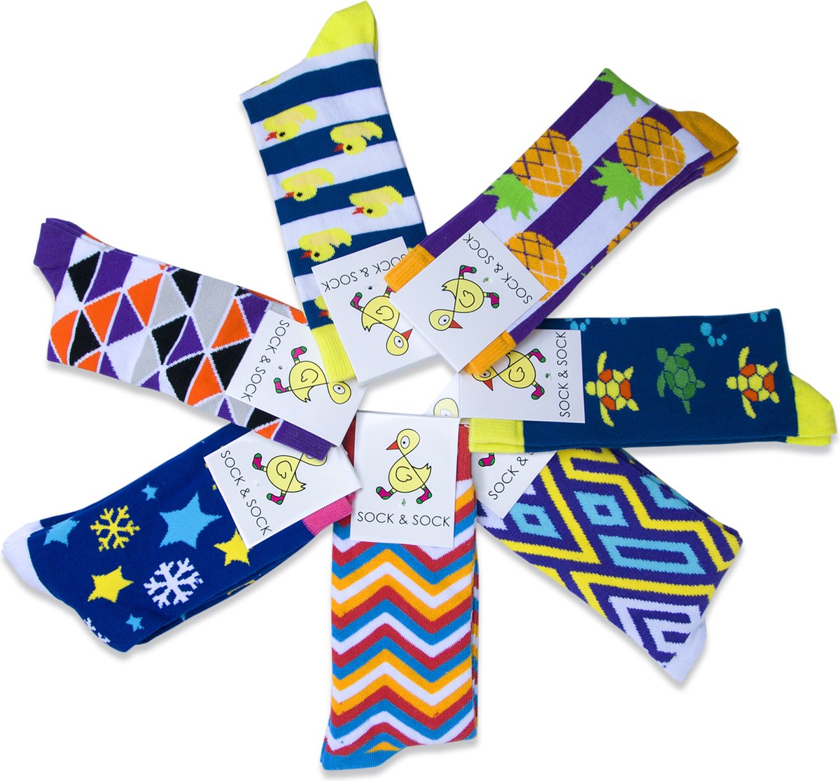 Surprise Box 7 Paar | 7 day pack | 7 paar sokken | Leuk als cadeau | Multi-color | Herensokken en damessokken | Leuke, grappig sokken | Funny socks that make you happy | Sock & Sock