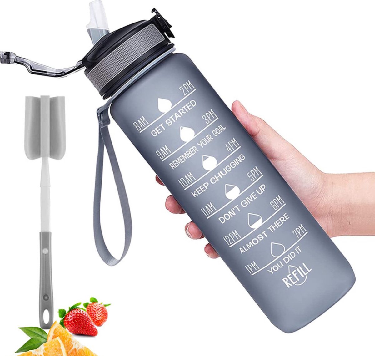Waterfles 1000ml BPA Vrij Waterfles Met Rietje Waterfles Met Waterfles 1000ml BPA Vrij Waterfles Met Rietje Waterfles Met